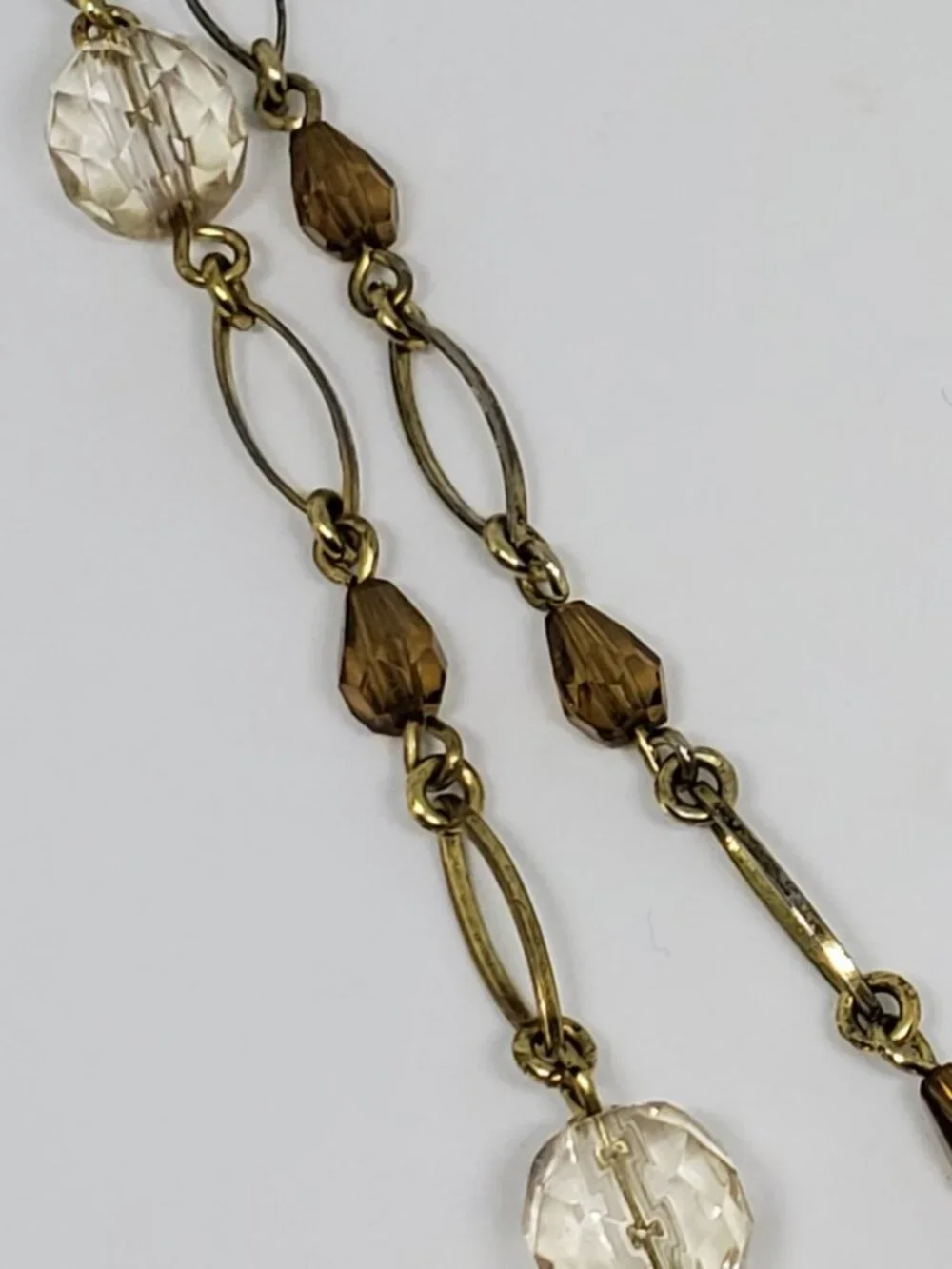 Dainty Gold Oval Links Amber Teardrop Beads and Faceted Round Bead 34